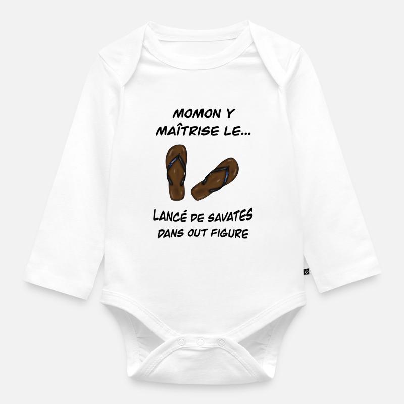 Momon y maitrise le ... lancé de savates dans Out - Body Bébé bio manches longues - blanc