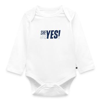 She said engagement engagement - Organic Longsleeve Baby Bodysuit - white - Front