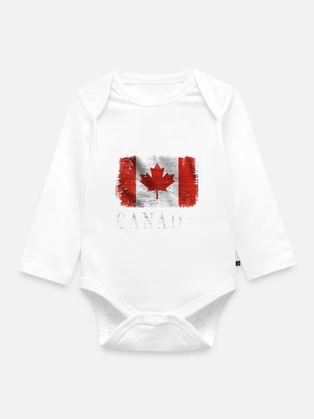 Canada,Kanada Flagge - Baby Bio-Langarm-Body - Weiß