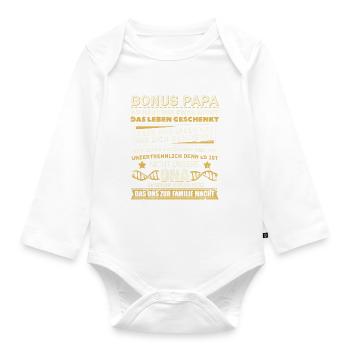 Bonuspapa Spruch Unzertrennlich Familie Bonusvater - Baby Bio-Langarm-Body - Weiß - Vorne
