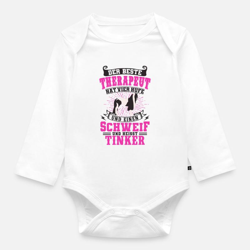 Tinker Pferd - Baby Bio-Langarm-Body - Weiß