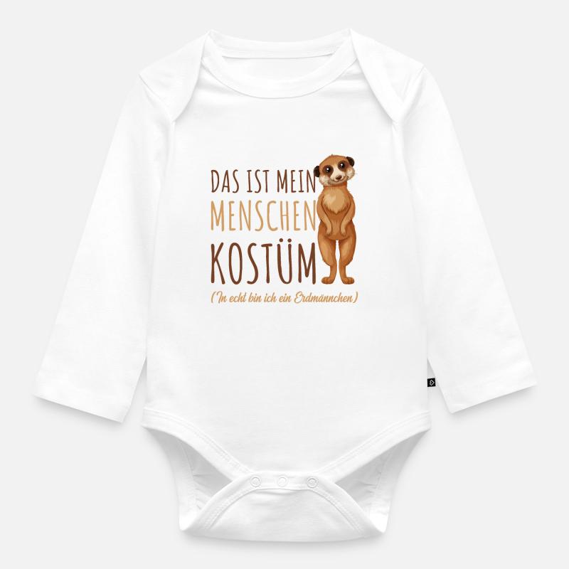 Erdmännchen - Baby Bio-Langarm-Body - Weiß