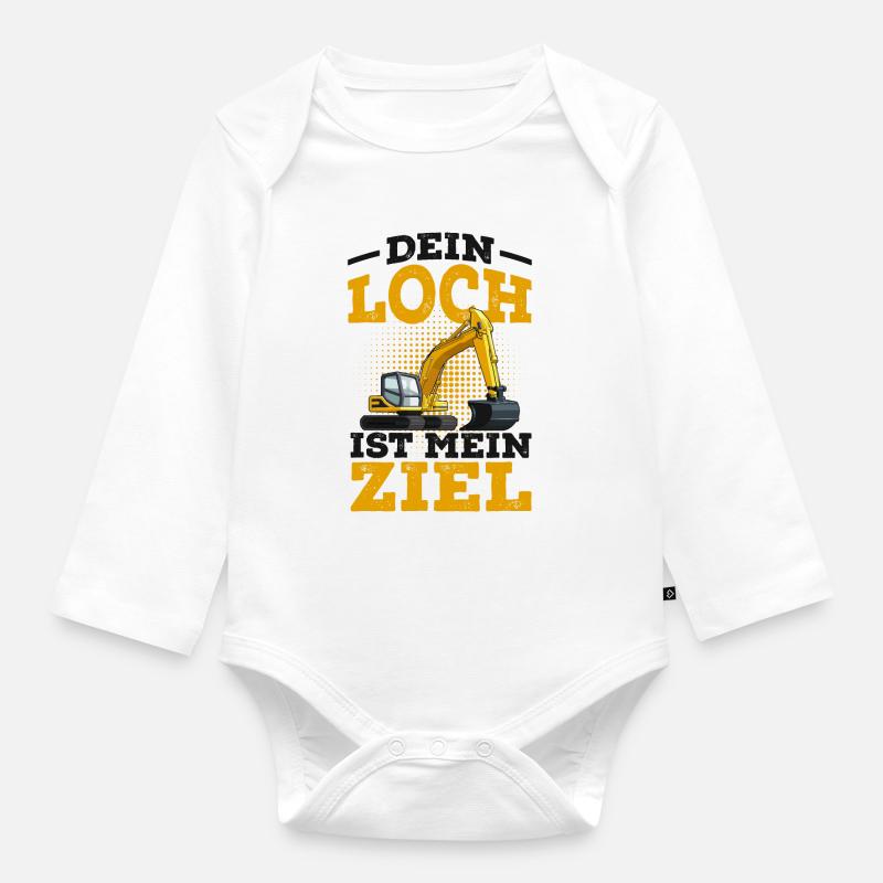 Bagger - Baby Bio-Langarm-Body - Weiß
