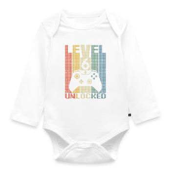 Level 6 Unlocked Gamer 6 years old gamer - Organic Longsleeve Baby Bodysuit - white - Front