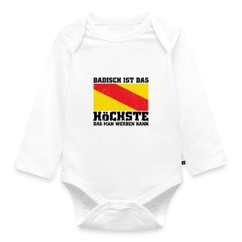 Badische Flagge | Badener Baden Badner Geschenke - Baby Bio-Langarm-Body - Weiß - Vorne