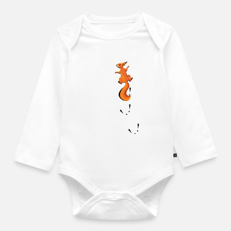 Kletterndes Eichhörnchen mit Spuren Geschenk - Baby Bio-Langarm-Body - Weiß