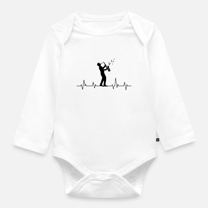 saxophone - Body Bébé bio manches longues - blanc