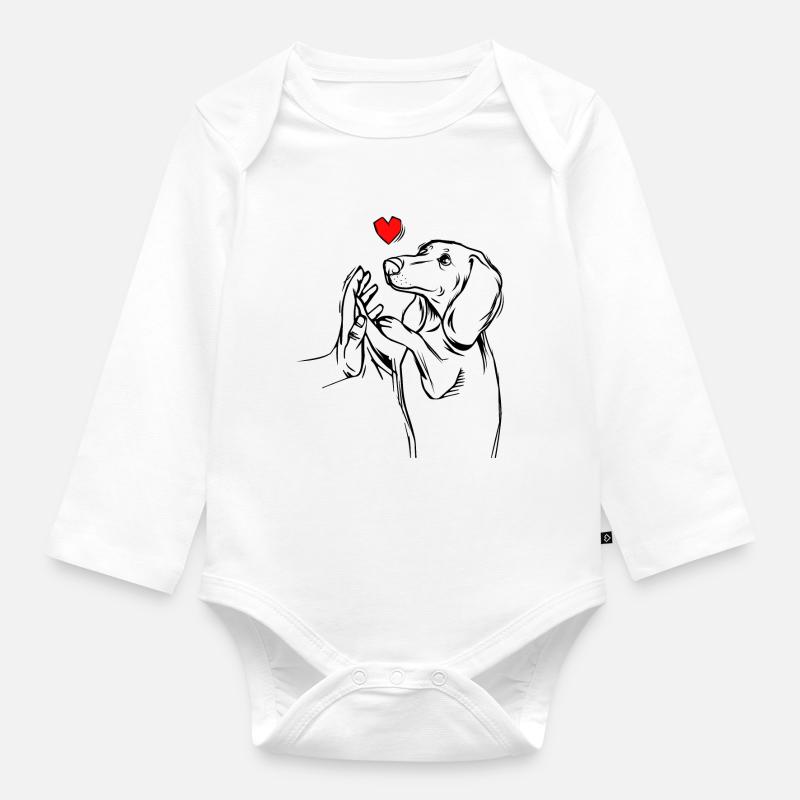 teckel - Body Bébé bio manches longues - blanc