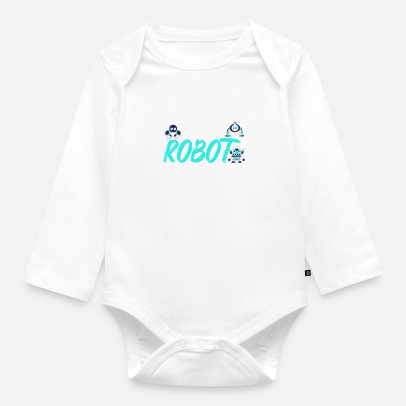 DANS LE PAS UN ROBOT. Robot, robotique, ingénieur - Body Bébé bio manches longues - blanc