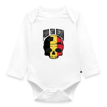 Soccer football team Belgium soccer match - Organic Longsleeve Baby Bodysuit - white - Front