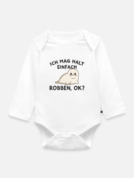 Robbe - Baby Bio-Langarm-Body - Weiß