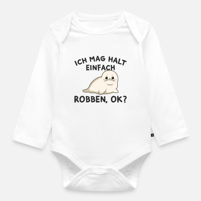 Robbe - Baby Bio-Langarm-Body - Weiß