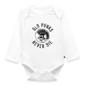 Old Punks Never Die - Born To Rock - Stay Punk - Baby Bio-Langarm-Body - Weiß - Vorne