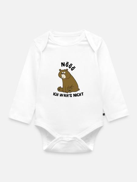 Bär - Baby Bio-Langarm-Body - Weiß