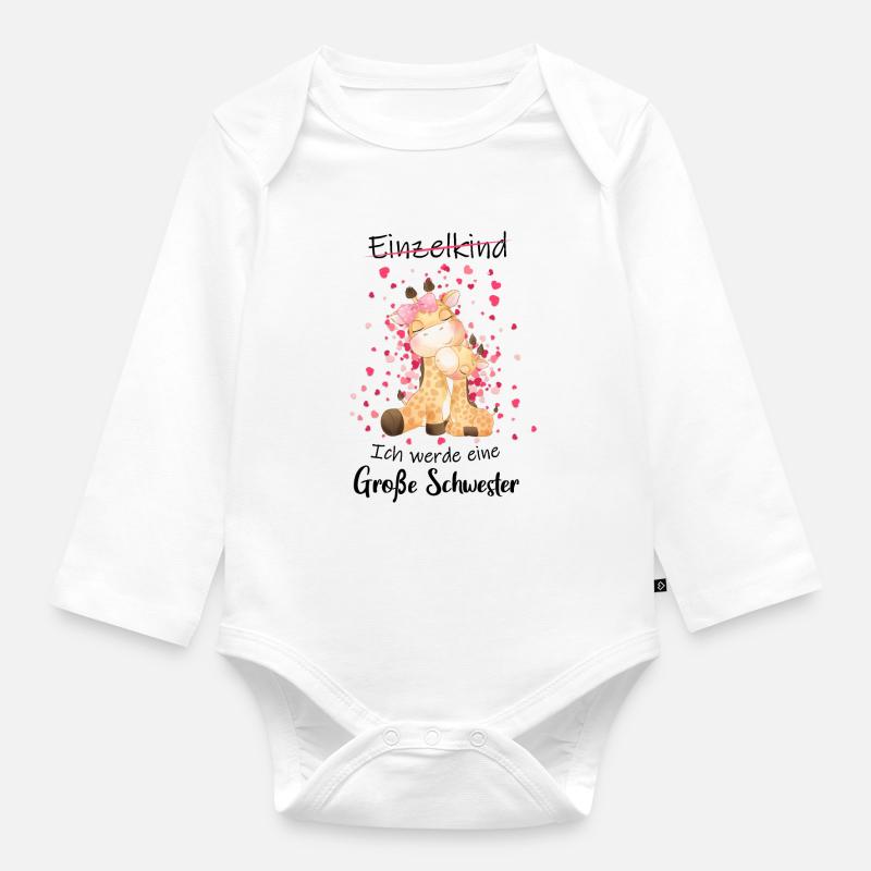 Einzelkind ade Ich werde große Schwester 2022 - Baby Bio-Langarm-Body - Weiß