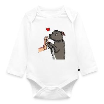 Staffordshire Bull Terrier Love Dogs - Organic Longsleeve Baby Bodysuit - white - Front