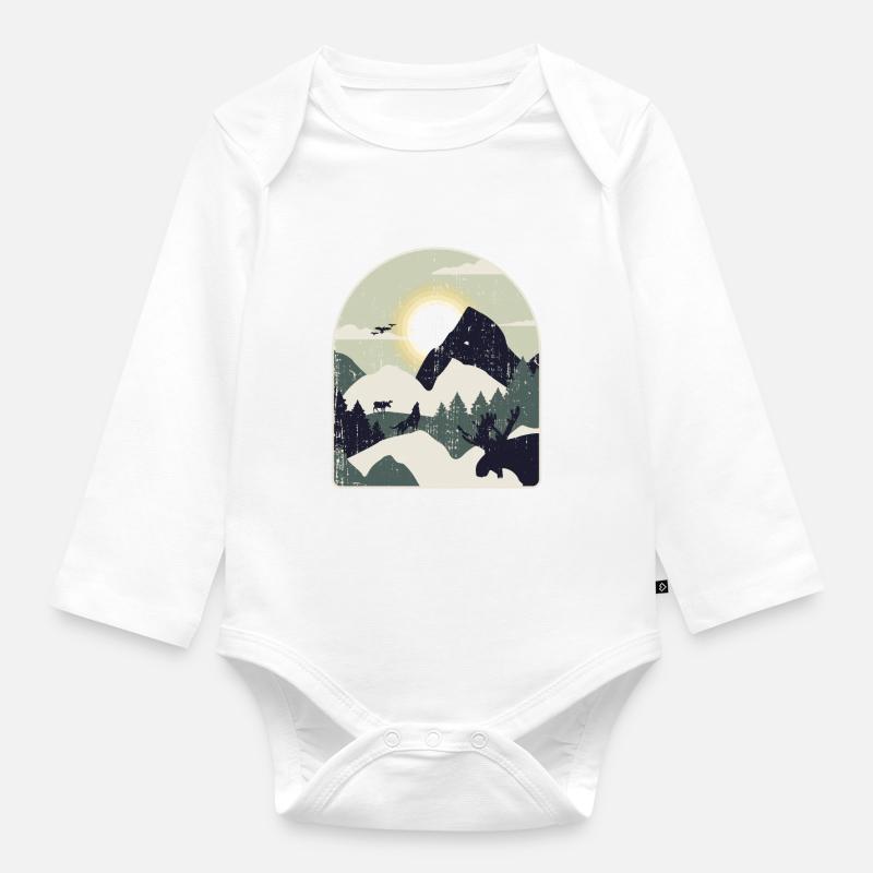 Nature forêt montagne randonnée - Body Bébé bio manches longues - blanc