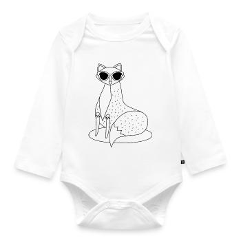 simple, cool fox with sunglasses - Organic Longsleeve Baby Bodysuit - white - Front