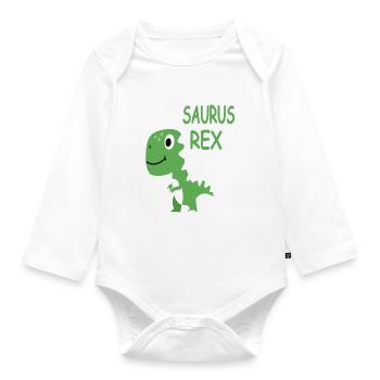 BabySaurus Rex - Baby Saurus - Baby Dinosaur - Organic Longsleeve Baby Bodysuit - white - Front