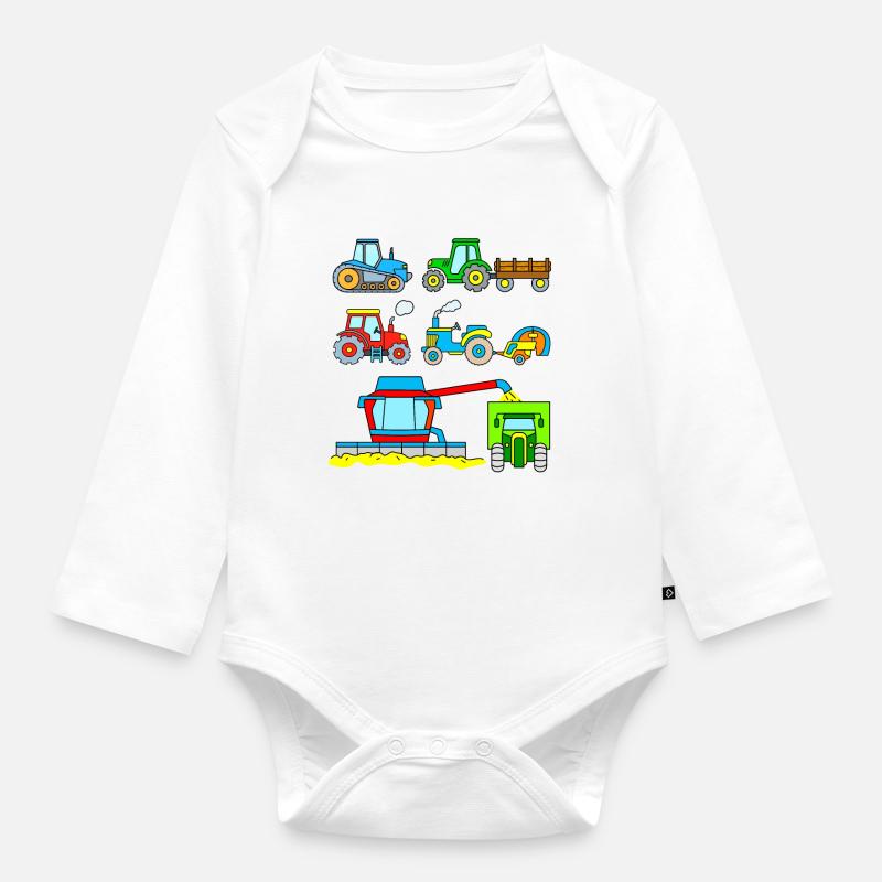 Moissonneuses-batteuses Tracteurs Enfants - Body Bébé bio manches longues - blanc