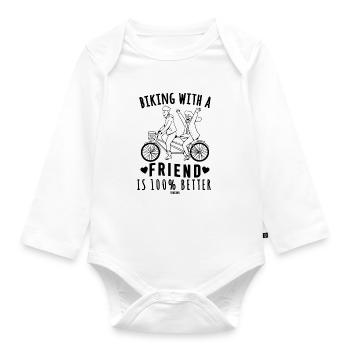 Bicycle tour with friends Excursion bike tour - Organic Longsleeve Baby Bodysuit - white - Front