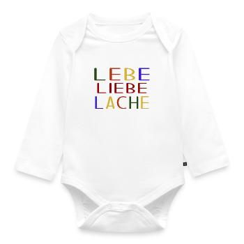Lebe Liebe Lache - Baby Bio-Langarm-Body - Weiß - Vorne