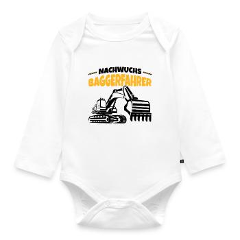 Bagger - Baby Bio-Langarm-Body - Weiß - Vorne