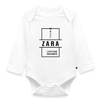 Cadeau d’anniversaire de nom personnalisé de Zara de femmes - Body Bébé bio manches longues - blanc - Devant