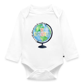 In A World You Can Be Anything Be Inclusive - Organic Longsleeve Baby Bodysuit - white - Front