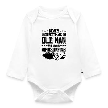 old man windsurfing - Organic Longsleeve Baby Bodysuit - white - Front