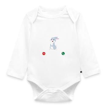 t shirt mon lapin m'appelle humour lapin drole - Body Bébé bio manches longues - blanc - Devant