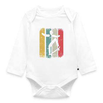 Retro Skateboarder Skateboard Skater Skateboarding - Baby Bio-Langarm-Body - Weiß - Vorne