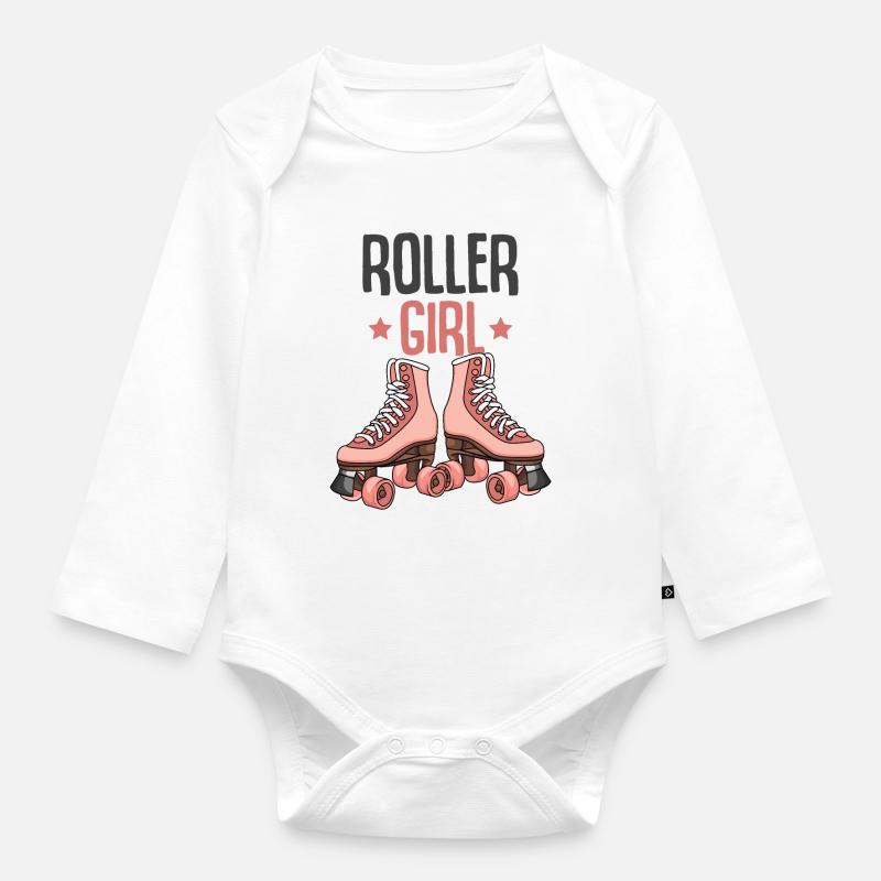 Rollschuh Mädchen - Baby Bio-Langarm-Body - Weiß