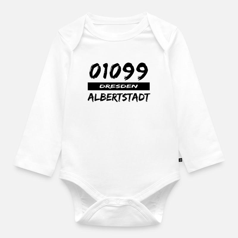 01099 Dresden Albertstadt Tshirt - Baby Bio-Langarm-Body - Weiß