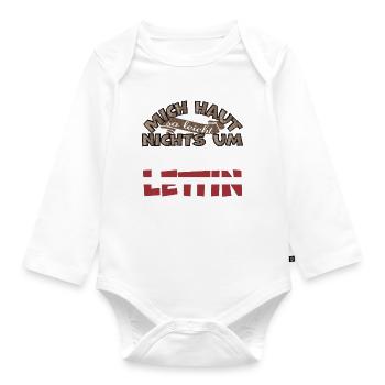 Lustiger Spruch Mich haut nichts um meine Frau ist - Baby Bio-Langarm-Body - Weiß - Vorne