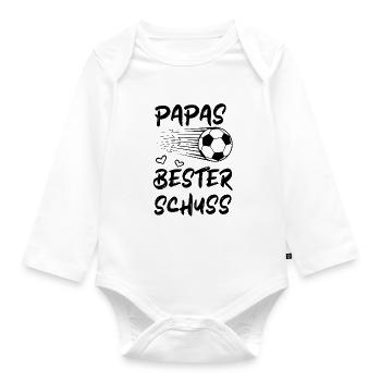 Papa Papas Bester Schuss Geburt Fußball Baby - Baby Bio-Langarm-Body - Weiß - Vorne