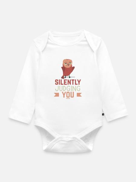 Eule - Baby Bio-Langarm-Body - Weiß