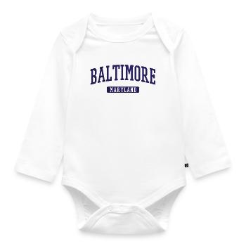 Baltimore Maryland Vintage Arc Print - Baby Bio-Langarm-Body - Weiß - Vorne