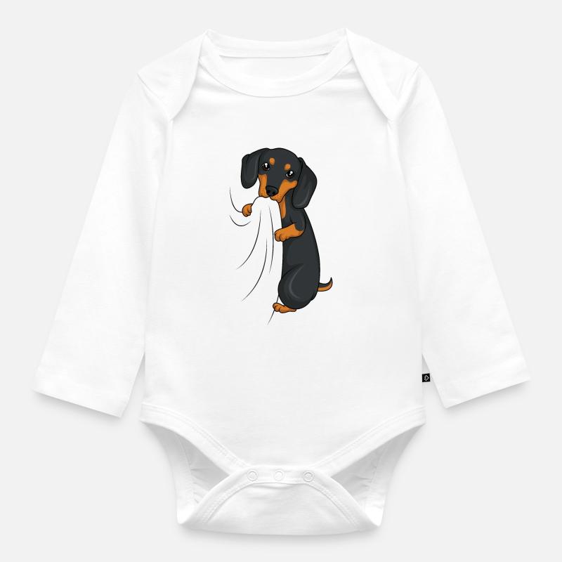Dackel - Baby Bio-Langarm-Body - Weiß
