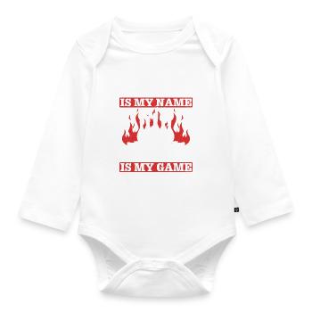 Opa Bowler Grandpa is my Name Bowling Is My Game - Baby Bio-Langarm-Body - Weiß - Vorne