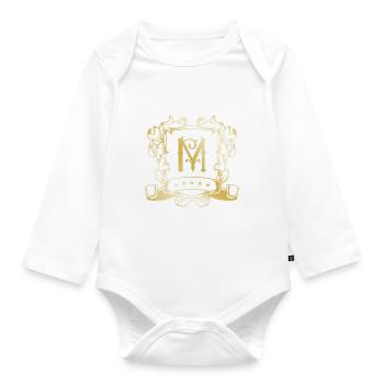 M Buchstabe Gold - Baby Bio-Langarm-Body - Weiß - Vorne