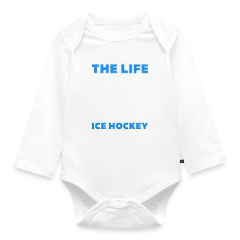 Das Leben passiert Eishockey hilft mir Eishockey - Baby Bio-Langarm-Body - Weiß - Vorne