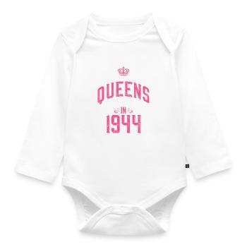Queens born in 1944 - Baby Bio-Langarm-Body - Weiß - Vorne