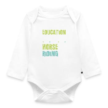 Horses Education - Organic Longsleeve Baby Bodysuit - white - Front