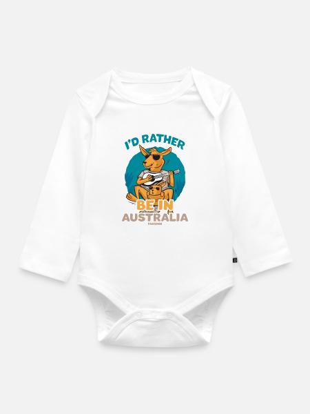 I'd Rather Be In Australia - Baby Bio-Langarm-Body - Weiß