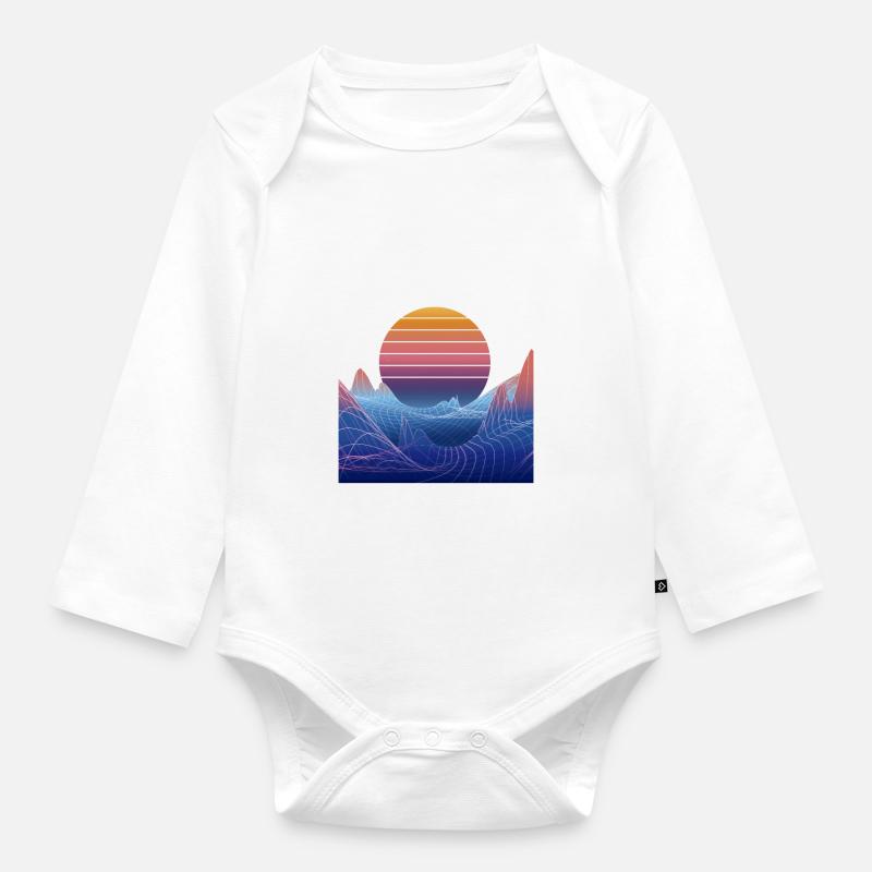 Synthwave Sunset Design - Organic Longsleeve Baby Bodysuit - white