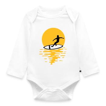 Sonne Abend Surfer - Baby Bio-Langarm-Body - Weiß - Vorne