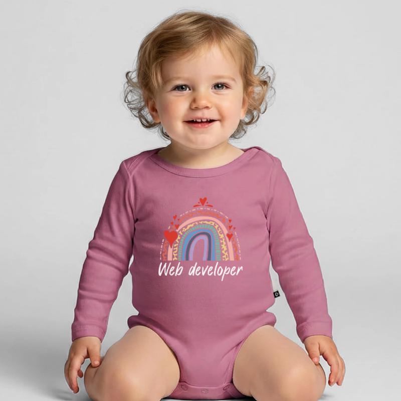 Rainbow Web Developer Programmer Baby Bio-Langarm-Body