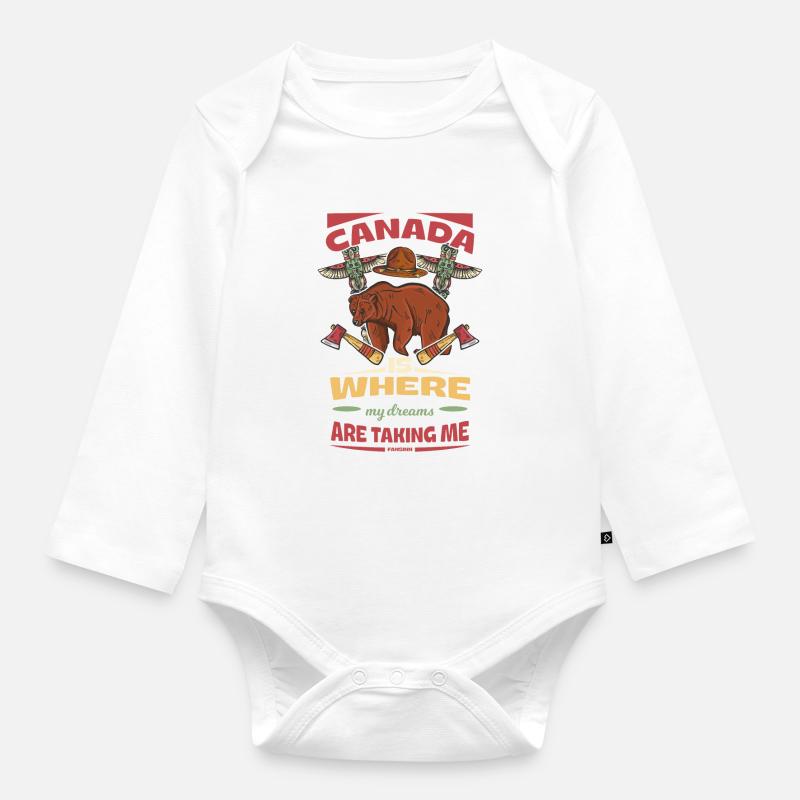 Canada - Body Bébé bio manches longues - blanc