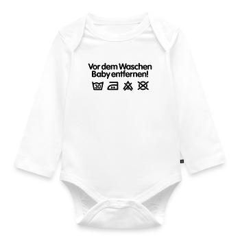 Vor dem Waschen Baby entfernen, Schwangerschaft - Baby Bio-Langarm-Body - Weiß - Vorne